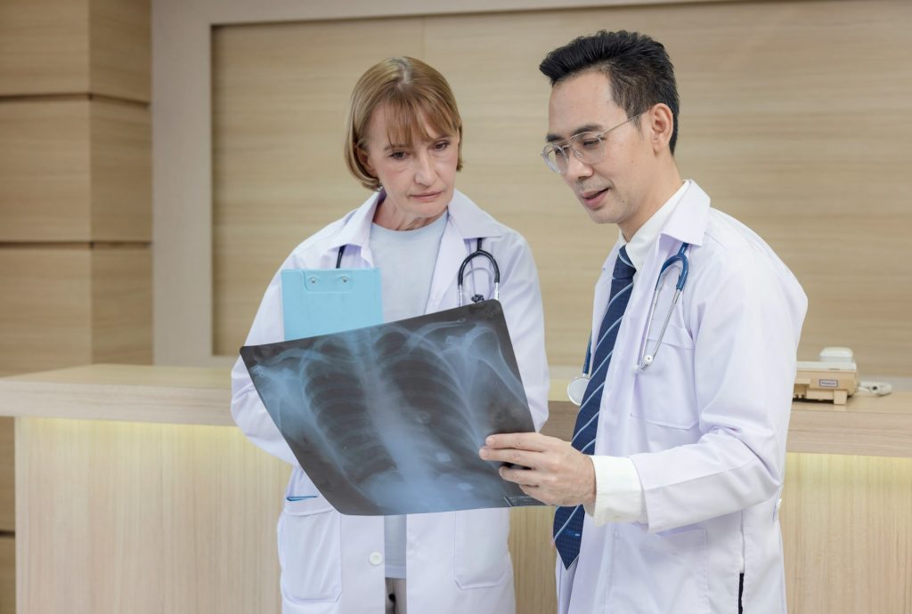 doctors looking at xray